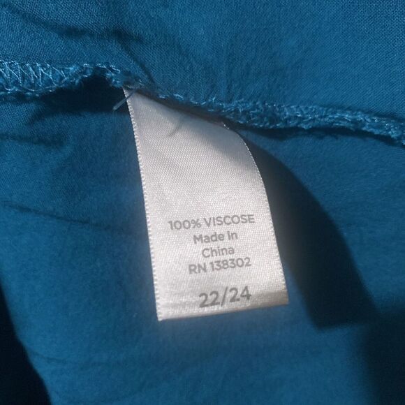 Avenue Womens Plus Size 22 24 Blue Asymmetrical Tunic Top Blouse - Picture 7 of 8